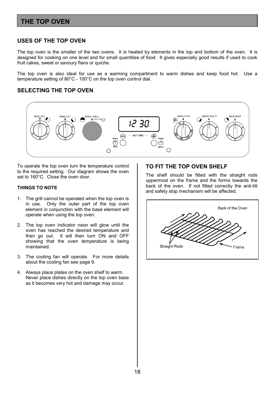 The top oven | Tricity Bendix SIE554 User Manual | Page 18 / 32