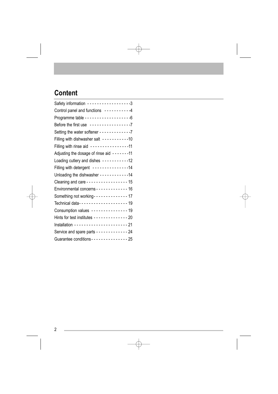 Content | Tricity Bendix TDF 221 User Manual | Page 2 / 28