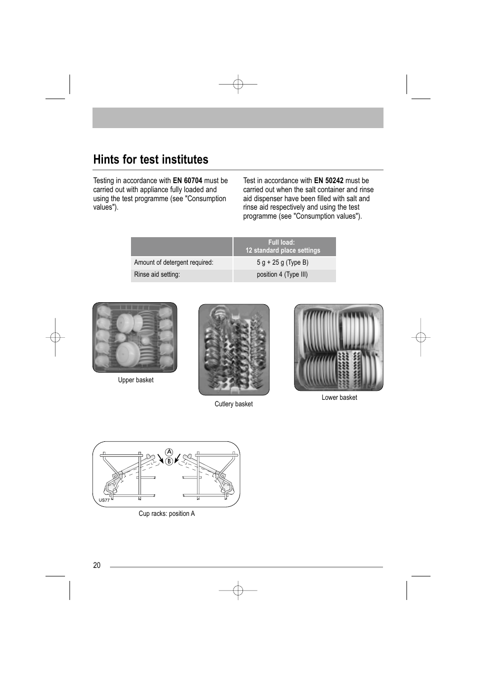 Hints for test institutes | Tricity Bendix TDF 221 User Manual | Page 20 / 28
