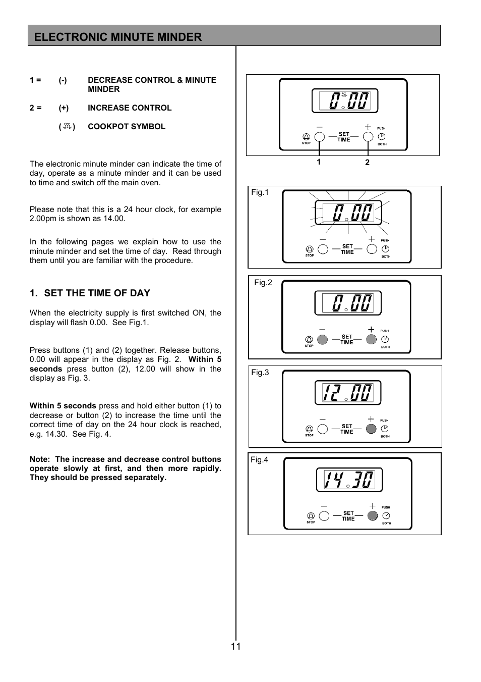 Electronic minute minder | Tricity Bendix SIE326 User Manual | Page 11 / 32