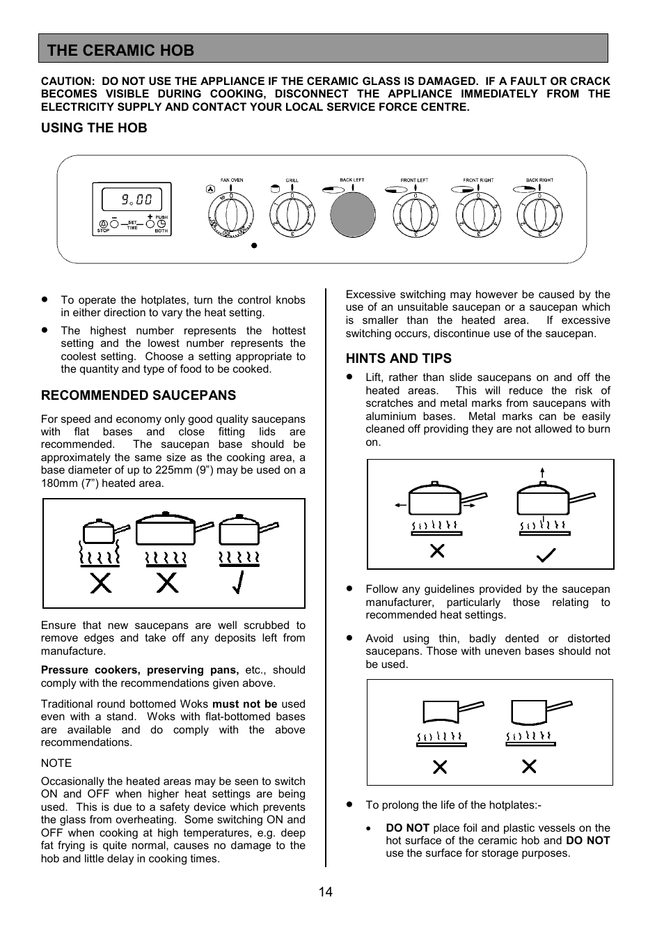 The ceramic hob | Tricity Bendix SIE326 User Manual | Page 14 / 32