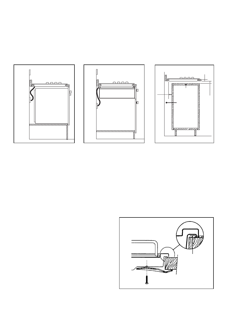 Building in, Building over a cupboard or drawer, Building over a kitchen unit with door | Fitting the hob into the worktop | Tricity Bendix TBG 640 User Manual | Page 15 / 22