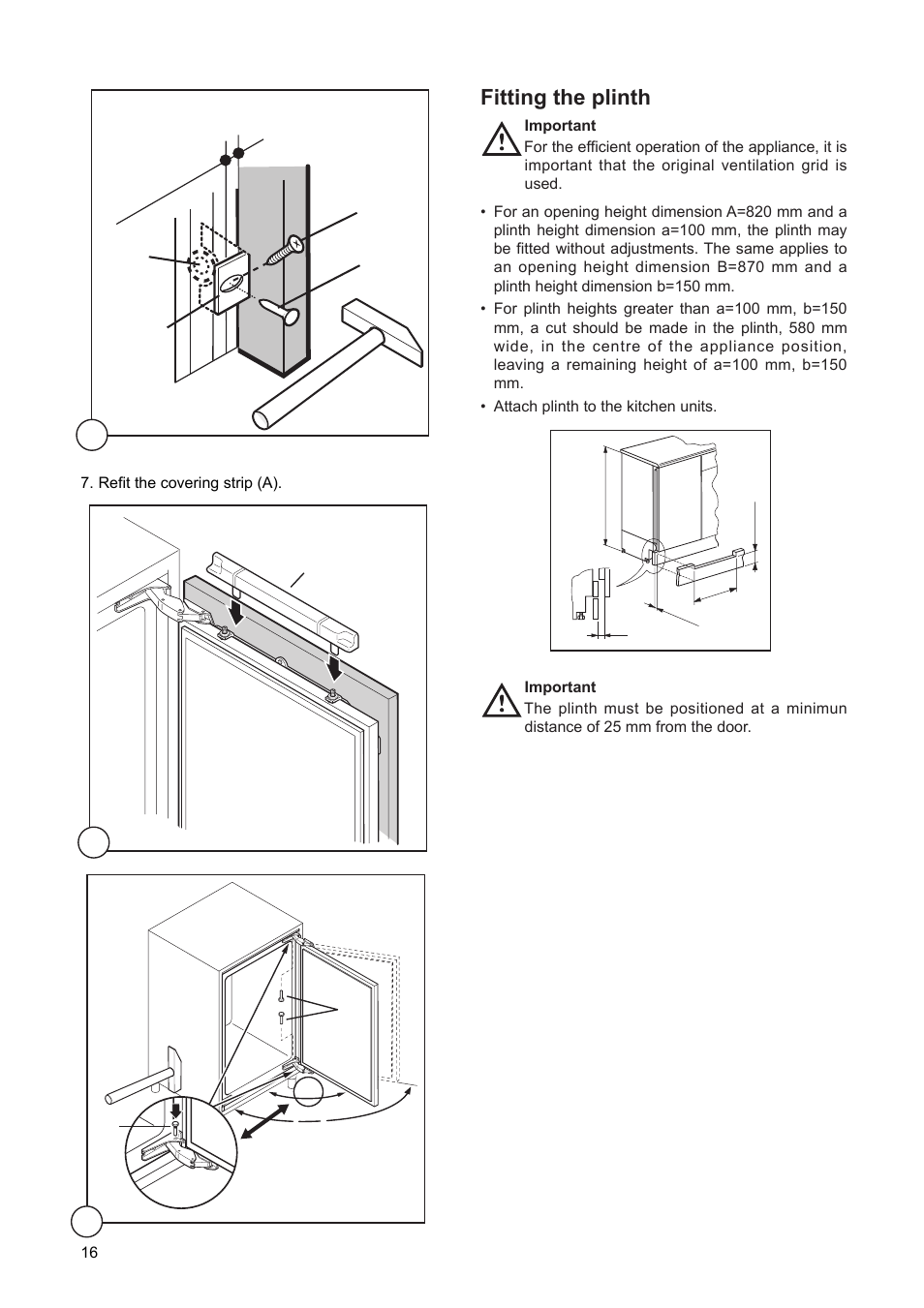 8 mm, Fitting the plinth, Gk i f | Tricity Bendix TBUL 140 User Manual | Page 16 / 20