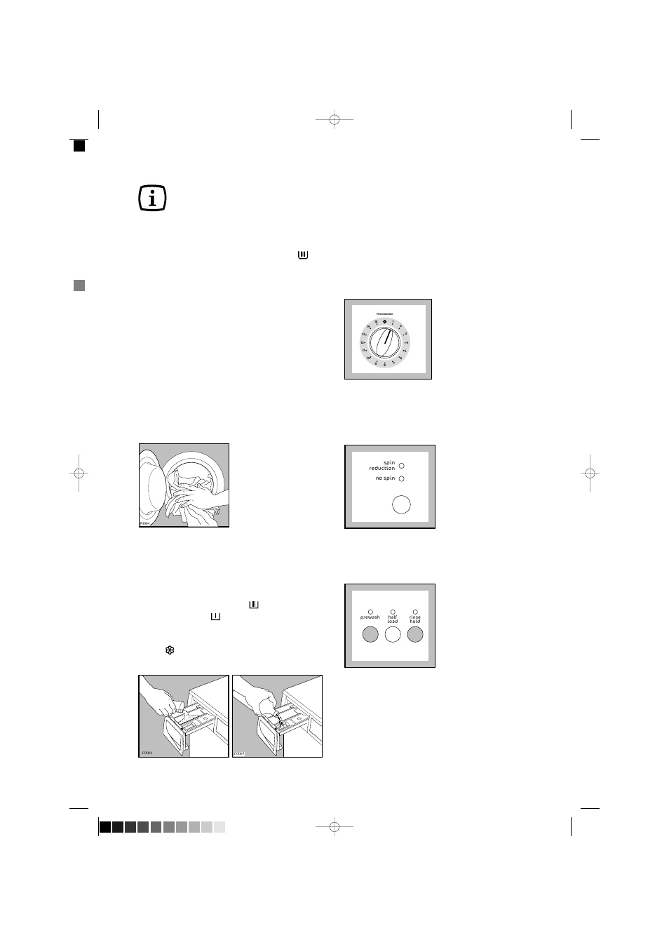 Operating sequence, Load the laundry, Measure out the detergent and the fabric softener | Select the required programme, Select “spin reduction” or “no spin” option, Select the required option | Tricity Bendix BIW 126 W User Manual | Page 8 / 27