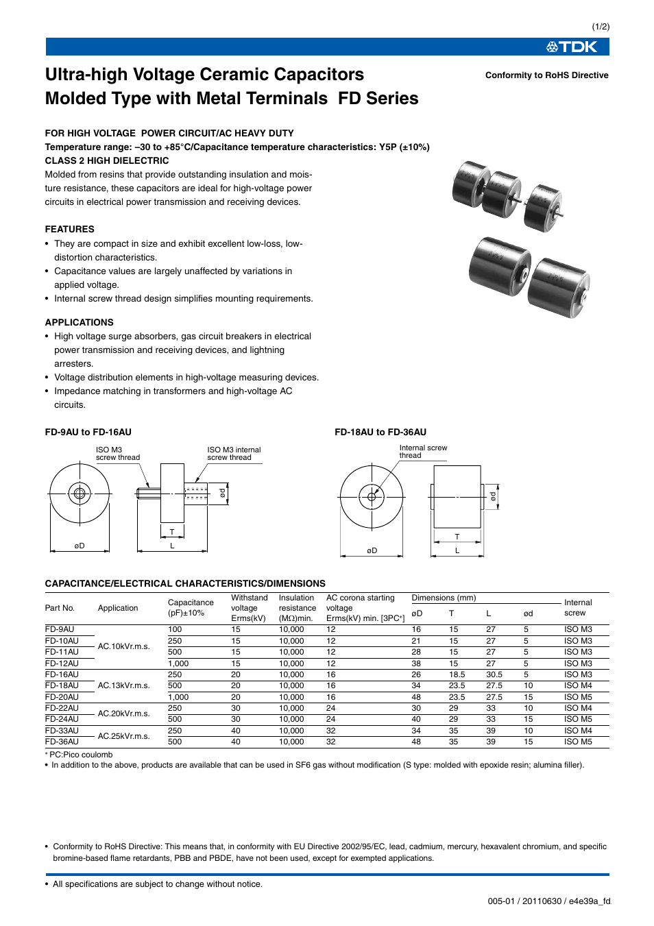 TDK Ceramic Capacitors FD Series User Manual | Page 2 / 3