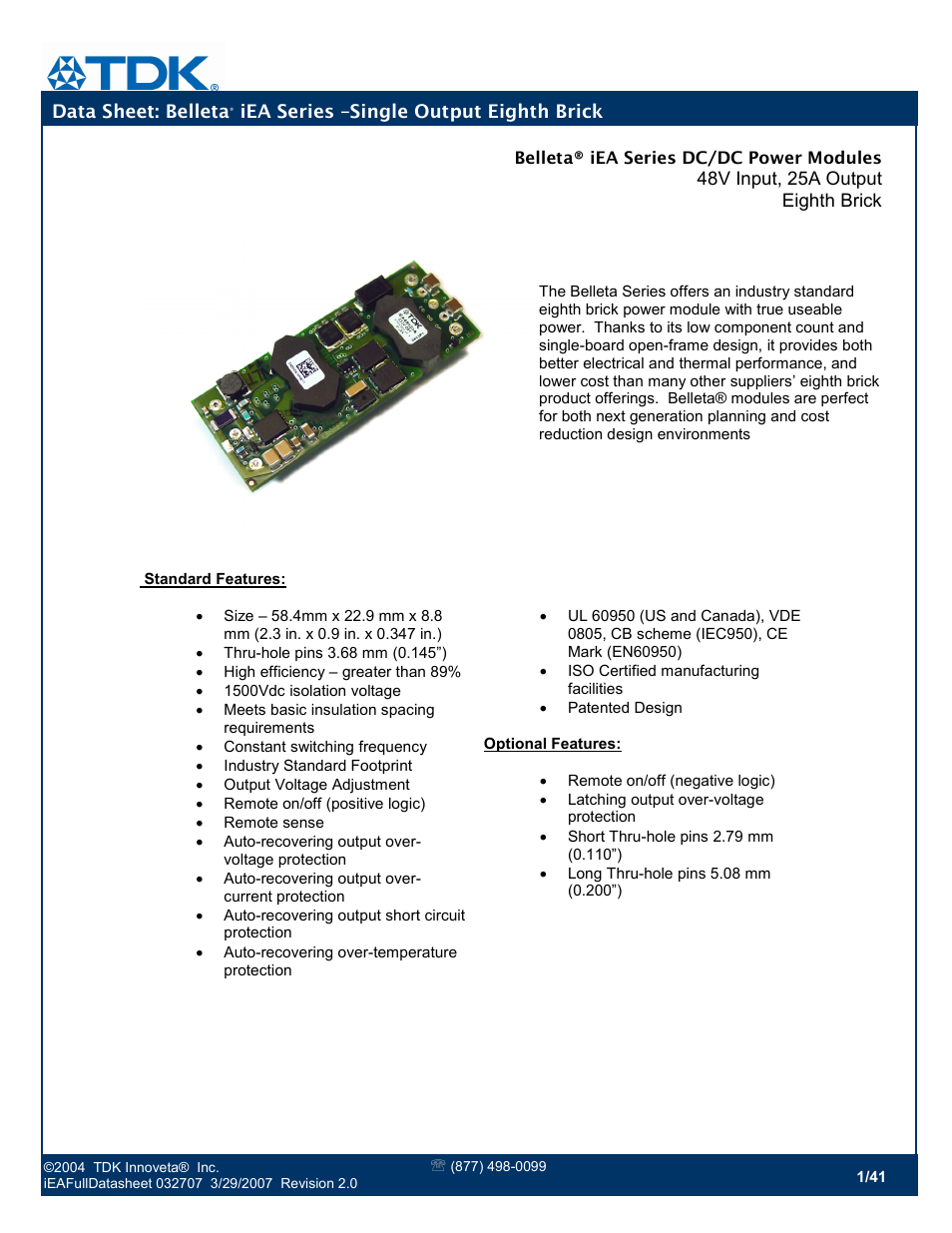 TDK Belleta iEA Series User Manual | 41 pages