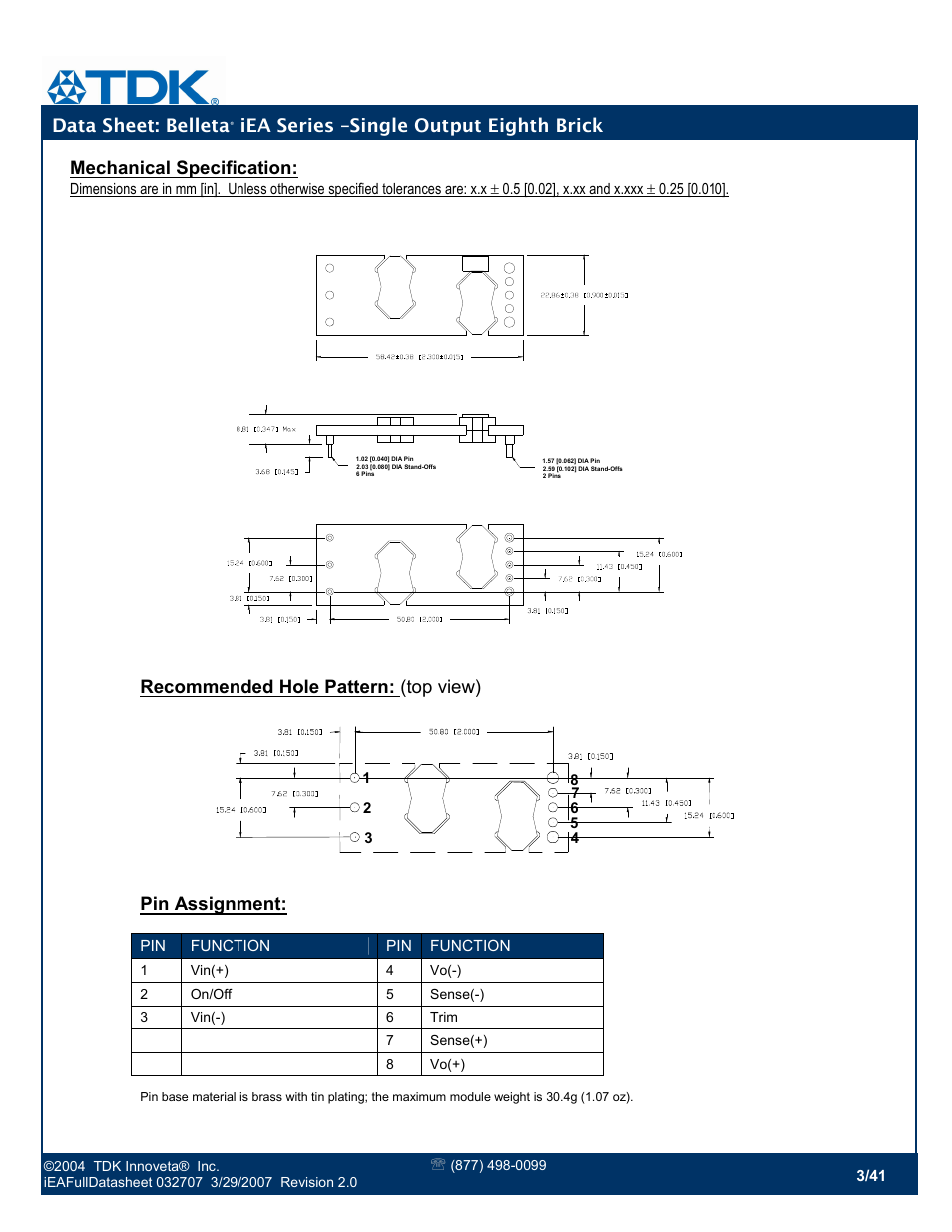 TDK Belleta iEA Series User Manual | Page 3 / 41