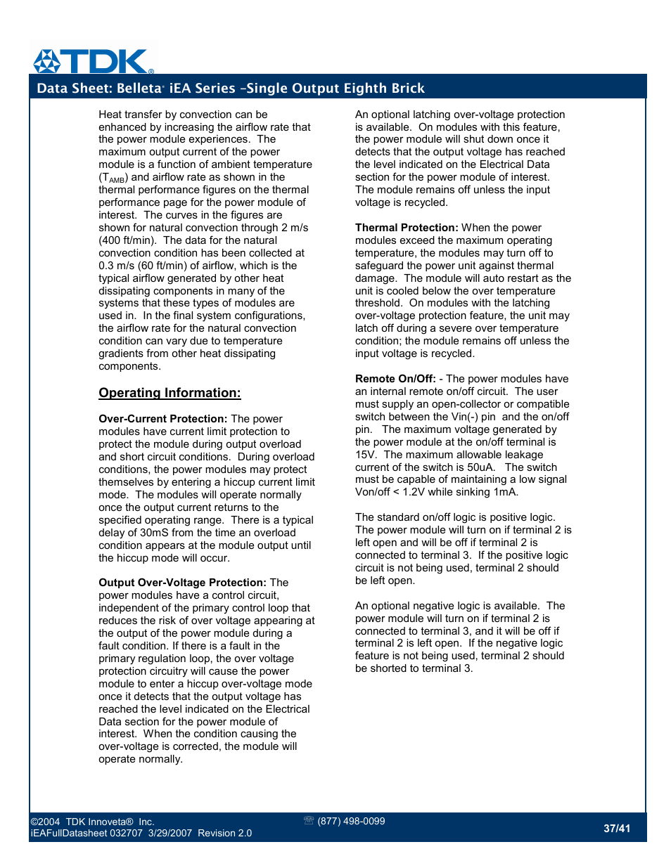 TDK Belleta iEA Series User Manual | Page 37 / 41