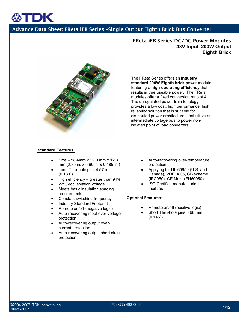 TDK FReta iEB Series User Manual | 12 pages