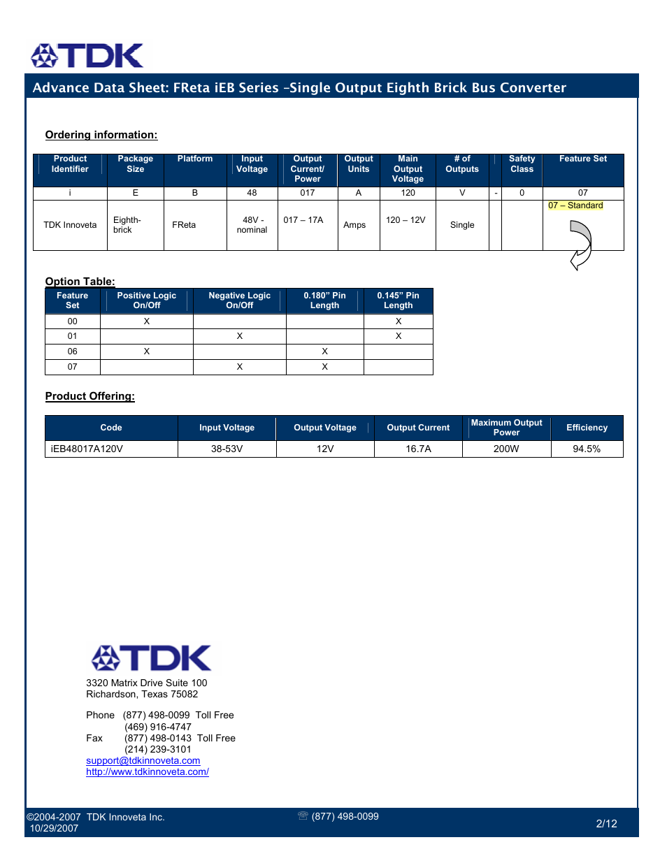 TDK FReta iEB Series User Manual | Page 2 / 12