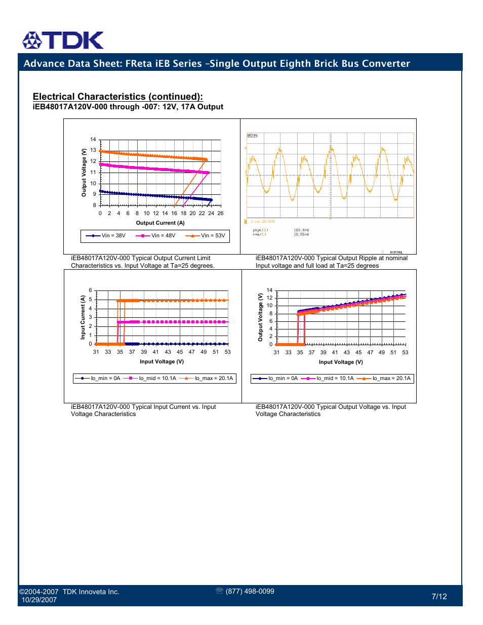 Electrical characteristics (continued) | TDK FReta iEB Series User Manual | Page 7 / 12