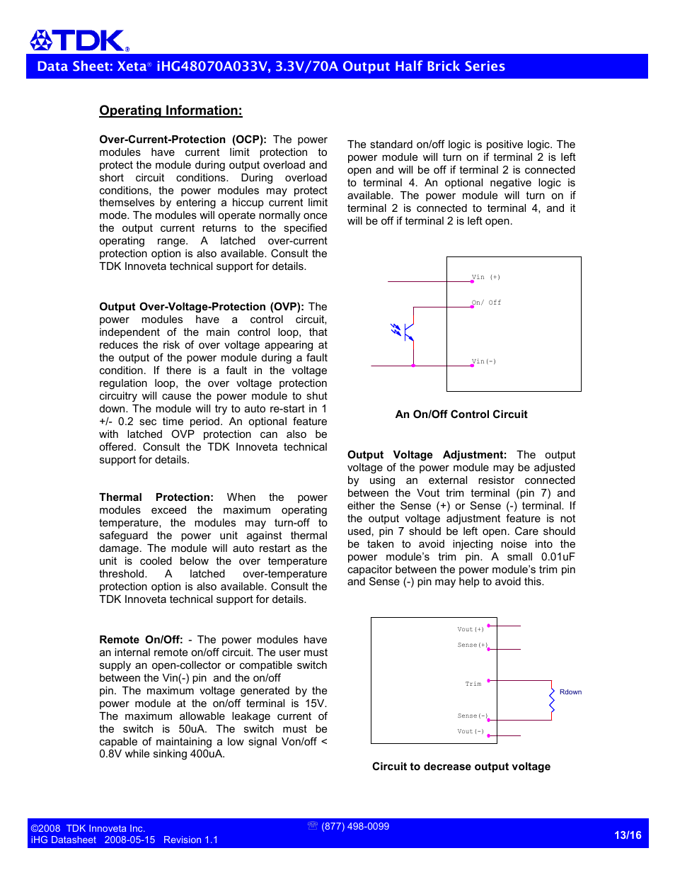 TDK Xeta Half Brick-iHG User Manual | Page 13 / 16