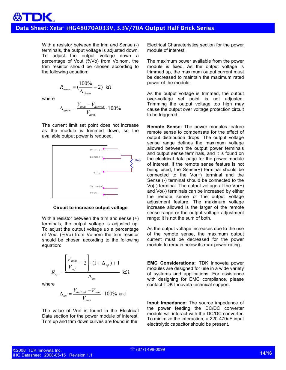 TDK Xeta Half Brick-iHG User Manual | Page 14 / 16