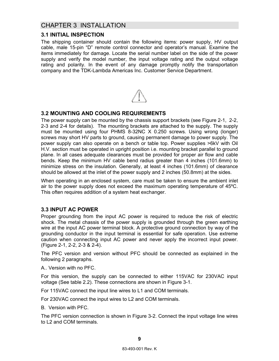 Chapter 3 installation | TDK 500A User Manual | Page 17 / 58