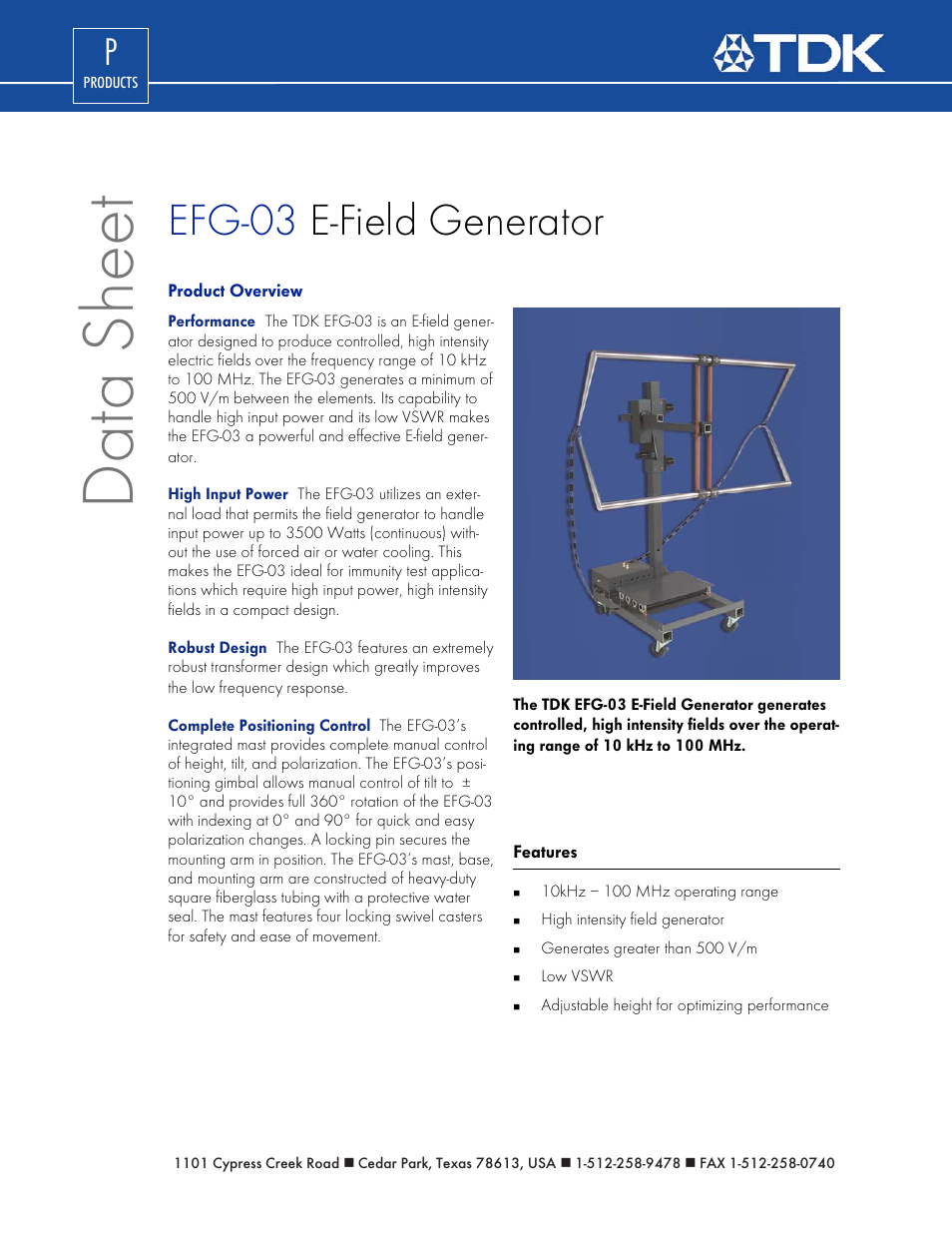 TDK EFG-03 User Manual | 2 pages