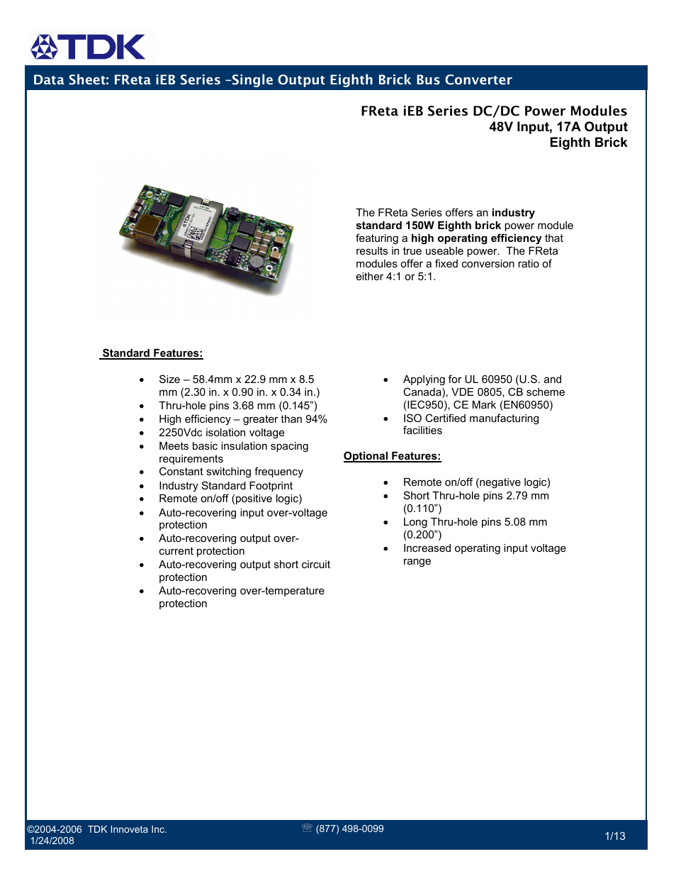 TDK FReta Series User Manual | 13 pages