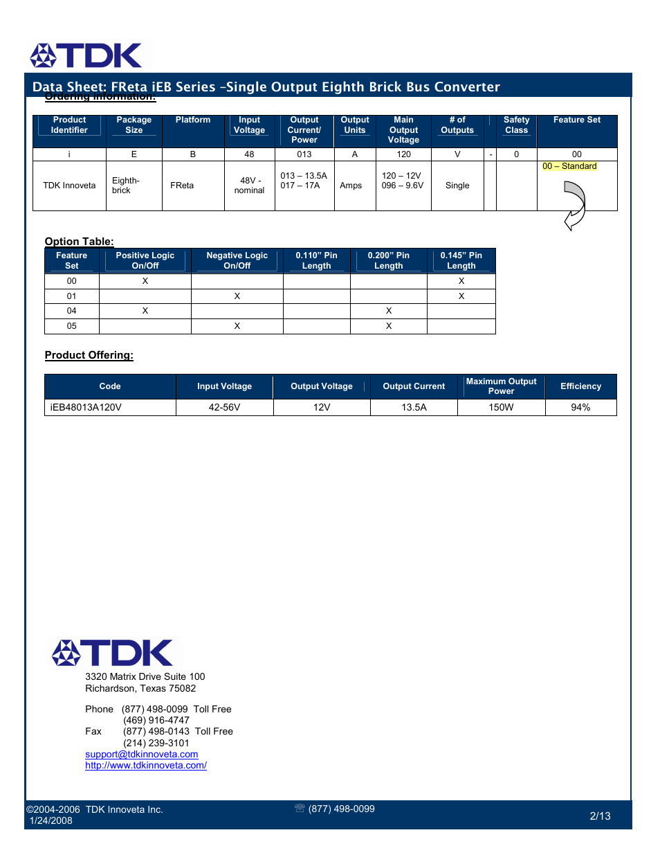 TDK FReta Series User Manual | Page 2 / 13