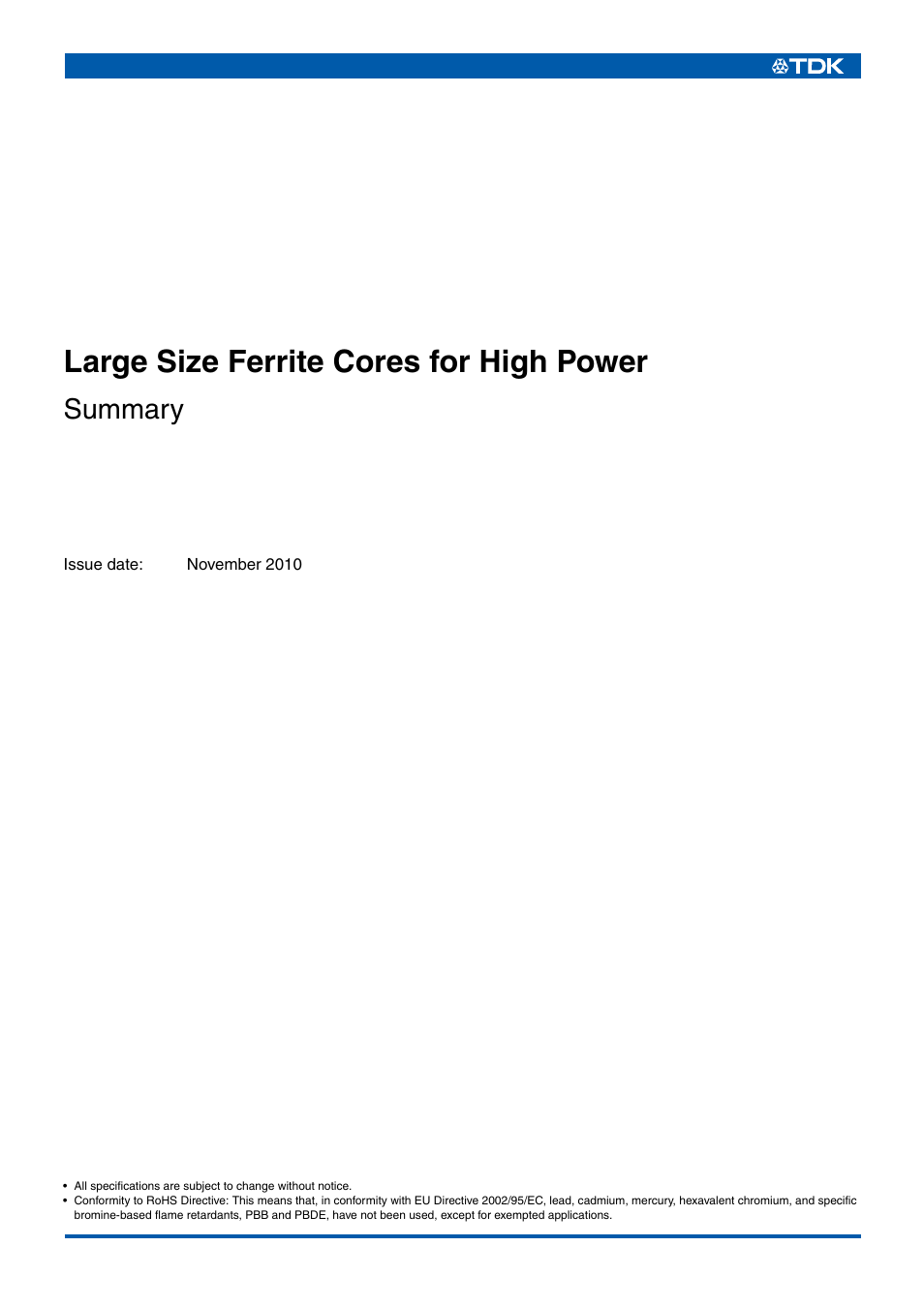 TDK Ferrites EE320x250x20 User Manual | 8 pages