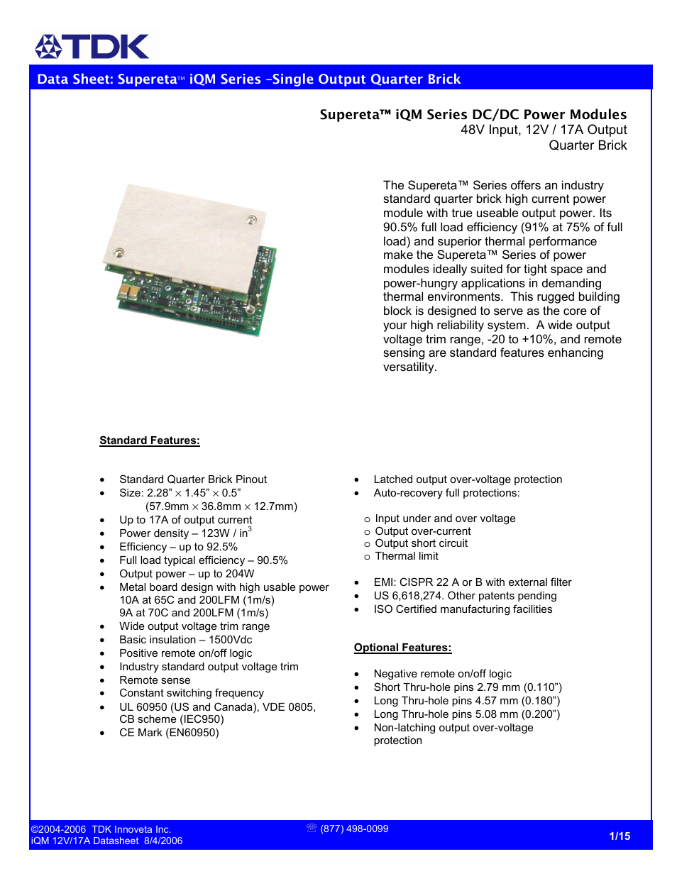 TDK Supereta iQM Series User Manual | 15 pages