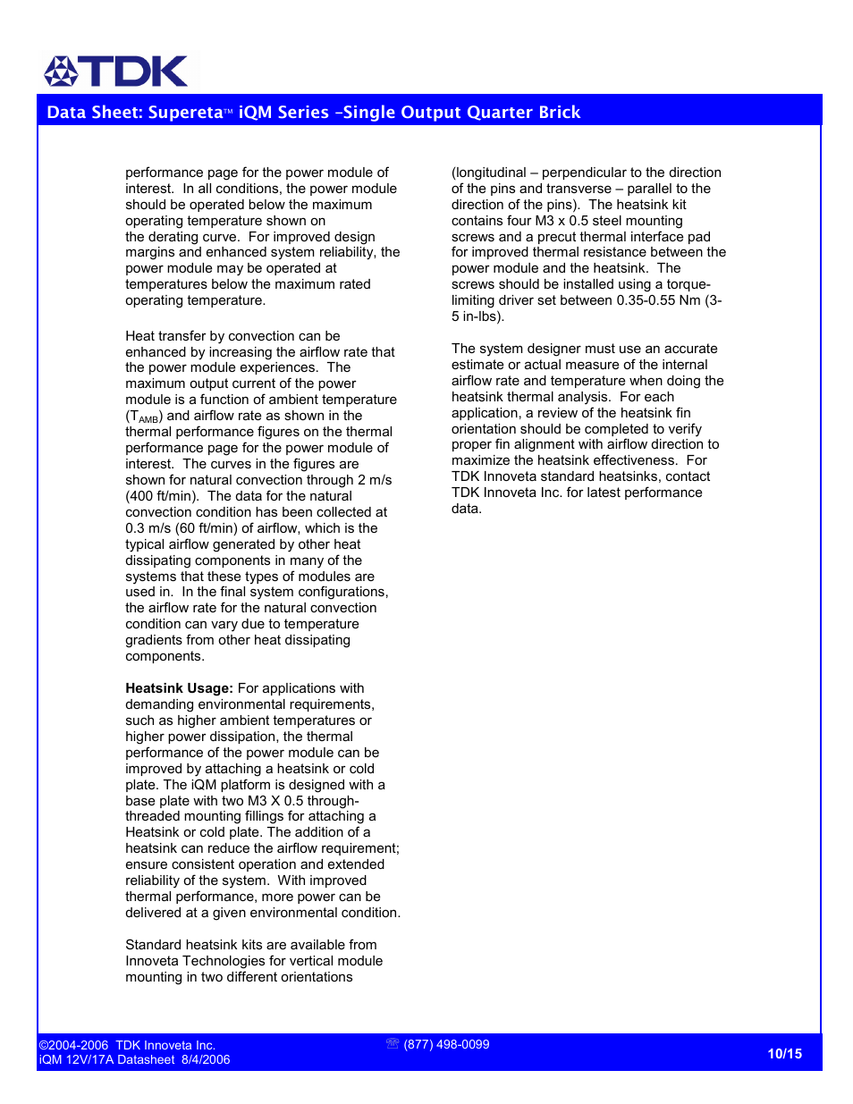 TDK Supereta iQM Series User Manual | Page 10 / 15