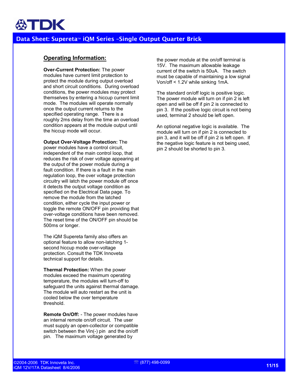 TDK Supereta iQM Series User Manual | Page 11 / 15