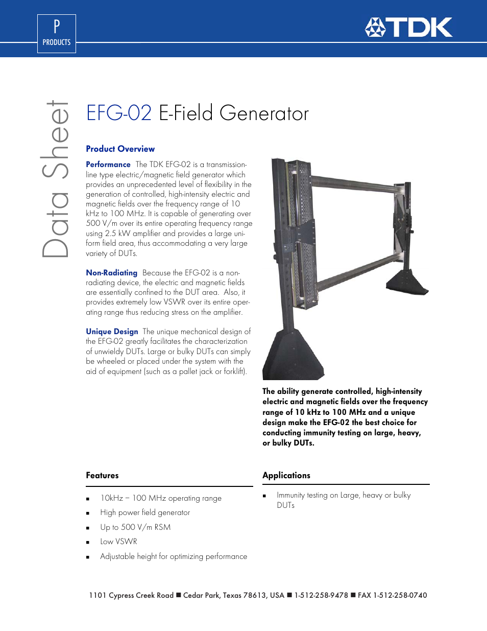 TDK EFG-02 User Manual | 2 pages