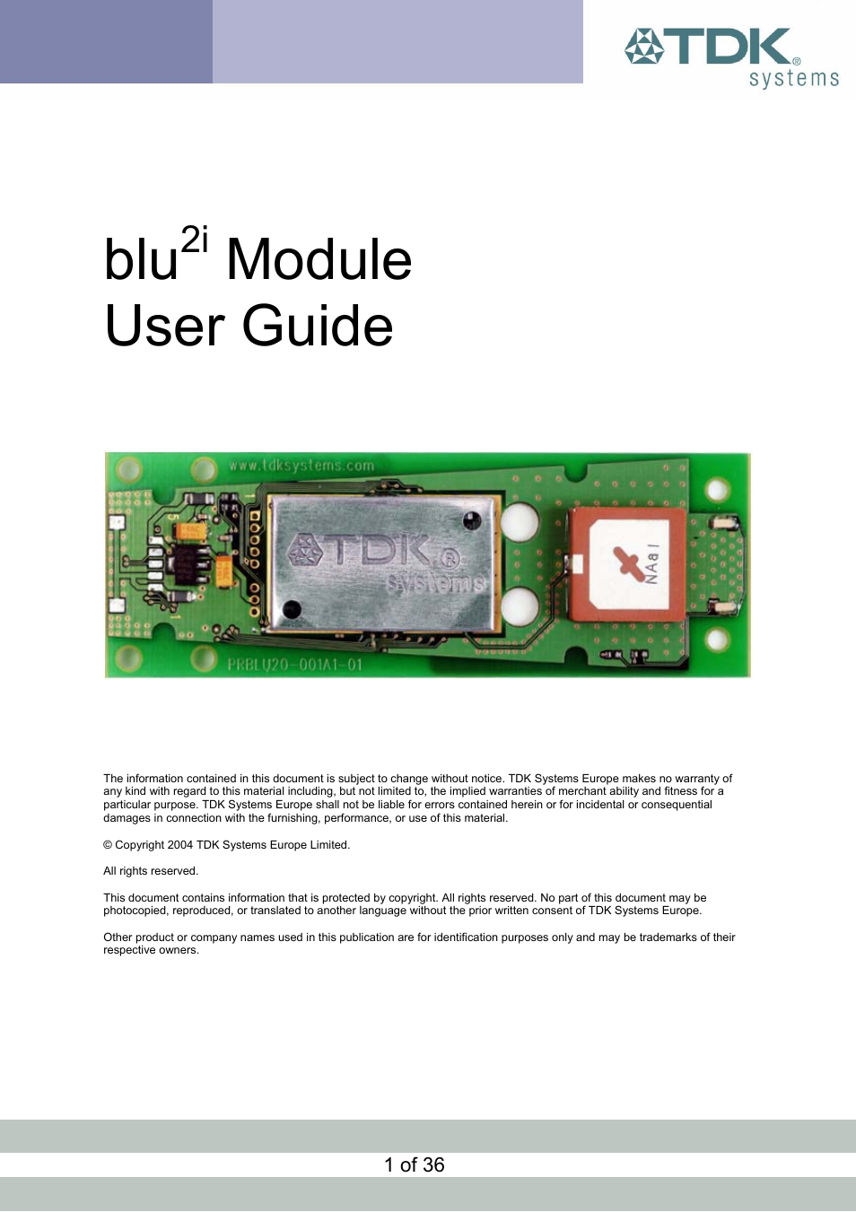 TDK Module blu2i User Manual | 36 pages