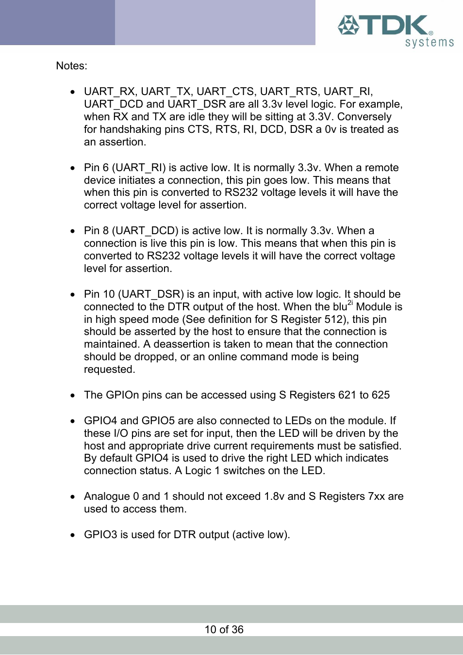 TDK Module blu2i User Manual | Page 10 / 36