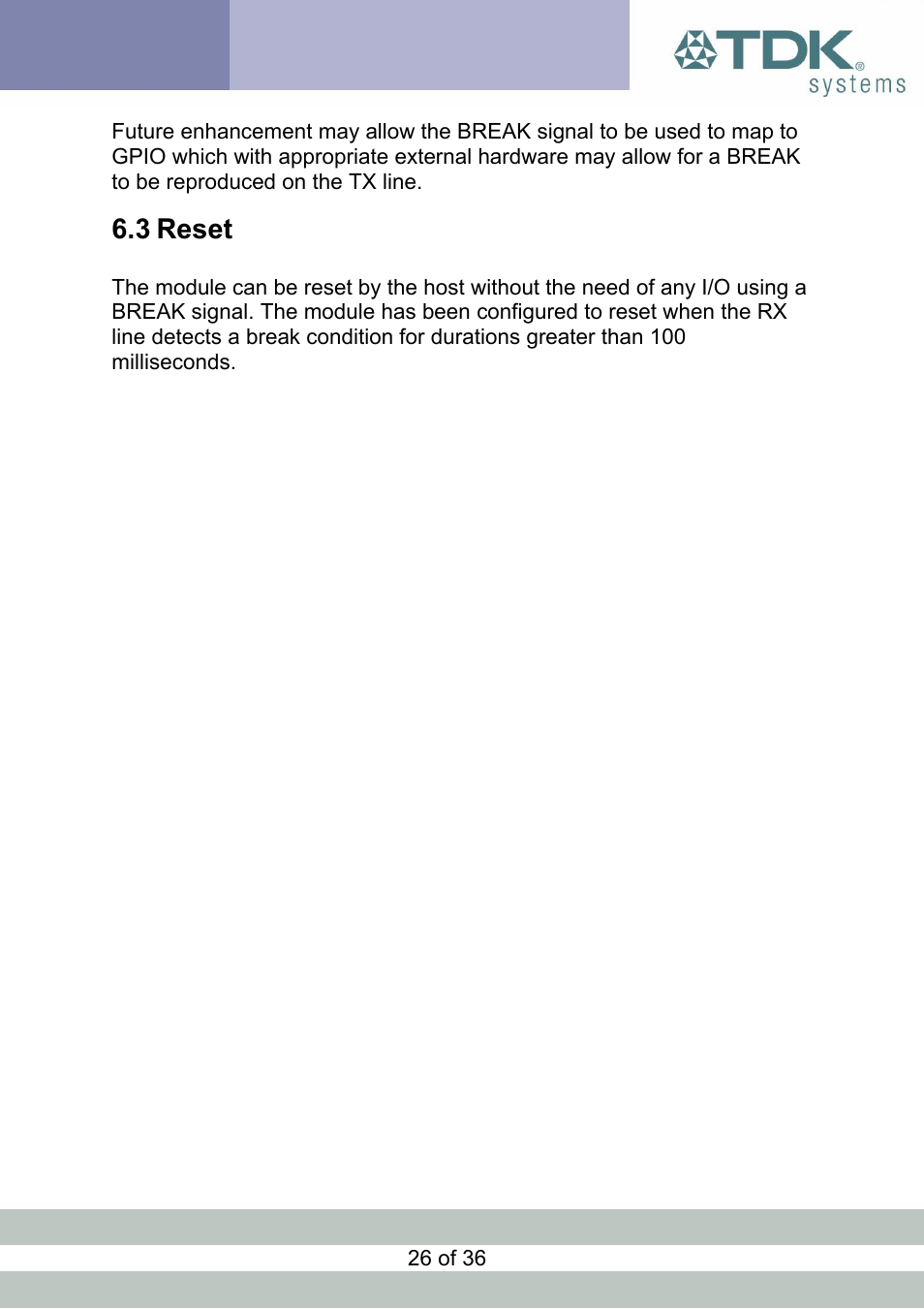 Reset, Eset, 3 reset | TDK Module blu2i User Manual | Page 26 / 36