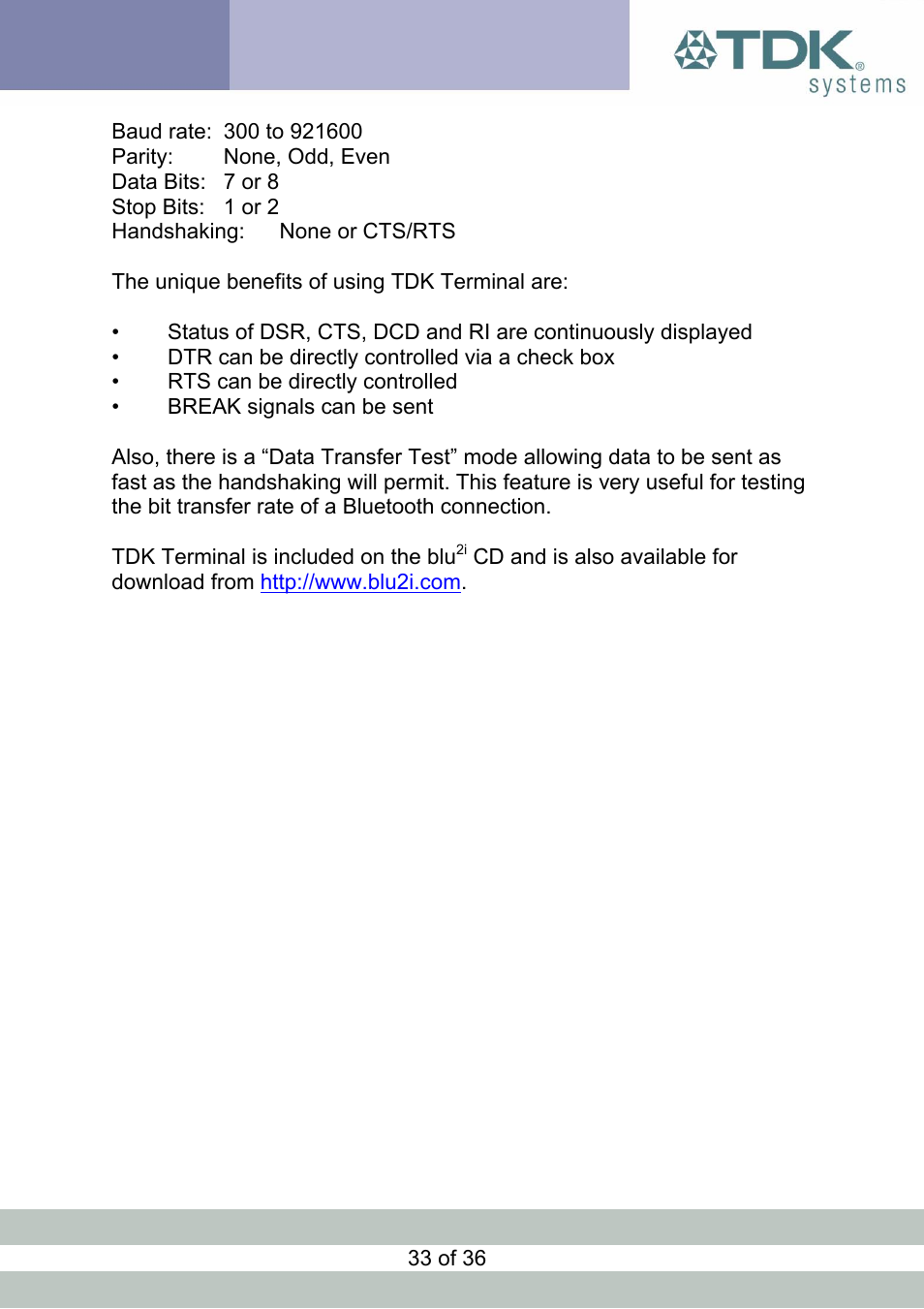 TDK Module blu2i User Manual | Page 33 / 36