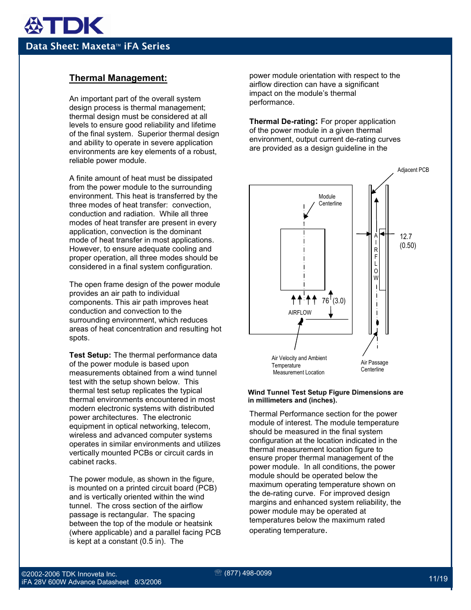Data sheet: maxeta, Ifa series, Thermal management | TDK Maxeta iFA Series User Manual | Page 11 / 19