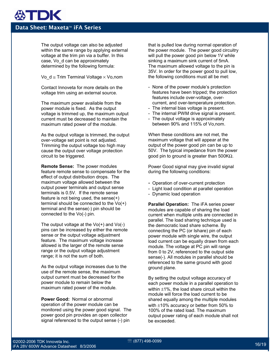 TDK Maxeta iFA Series User Manual | Page 16 / 19
