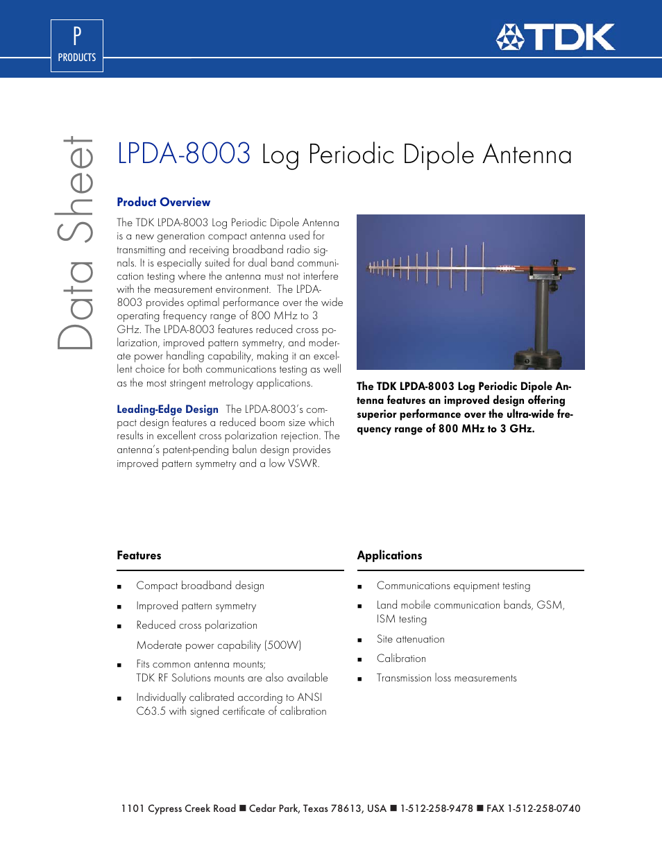 TDK LPDA-8003 User Manual | 2 pages