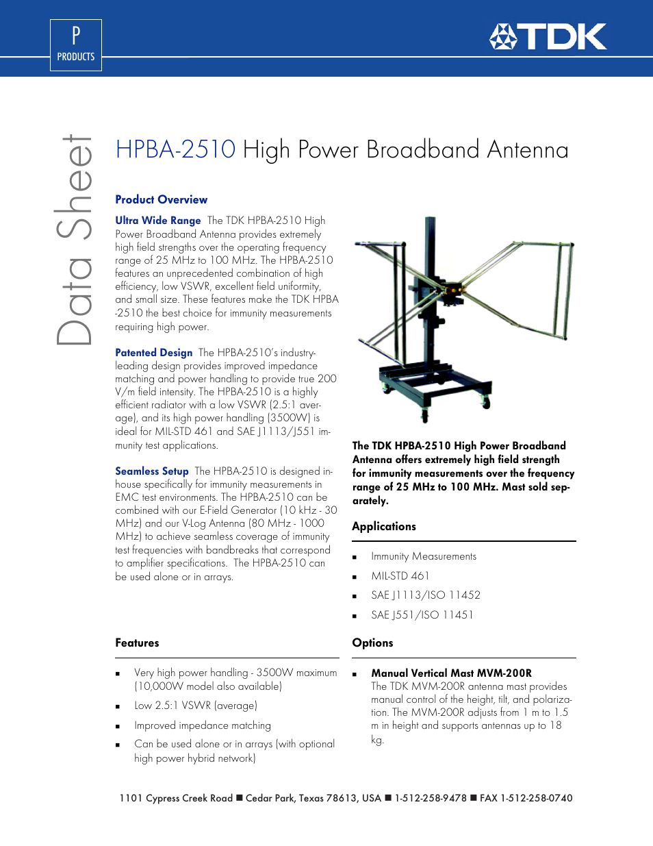 TDK HPBA-2510 User Manual | 2 pages