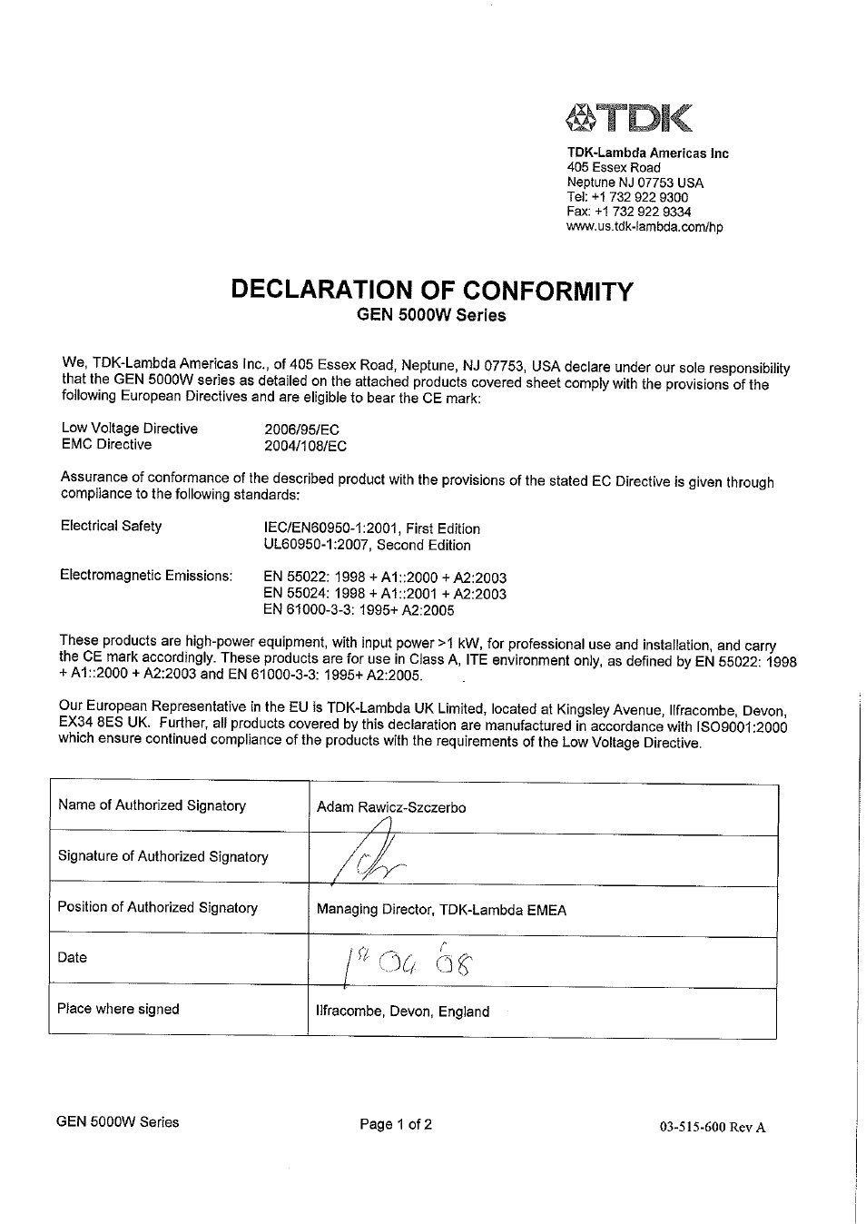 TDK 2U GENESYS 5KW User Manual | Page 2 / 81