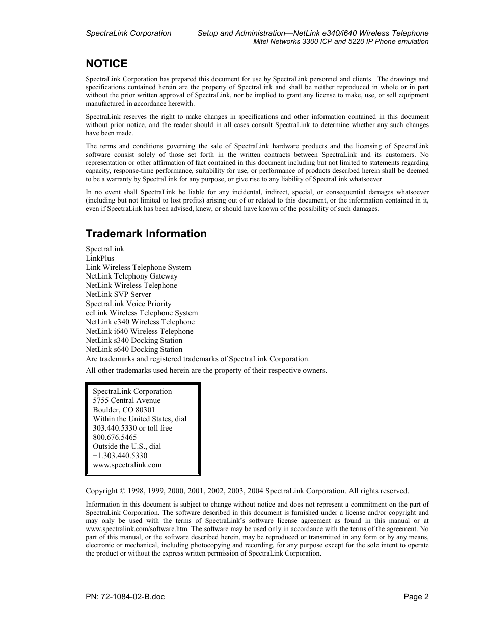 Notice, Trademark information | TDK 3300 ICP User Manual | Page 2 / 42