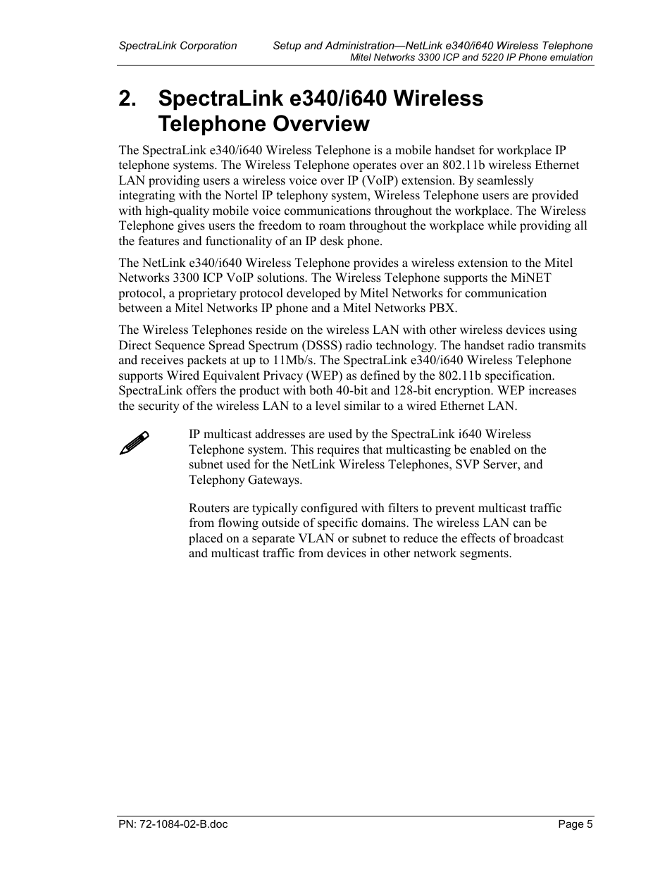 Spectralink e340/i640 wireless telephone overview | TDK 3300 ICP User Manual | Page 5 / 42