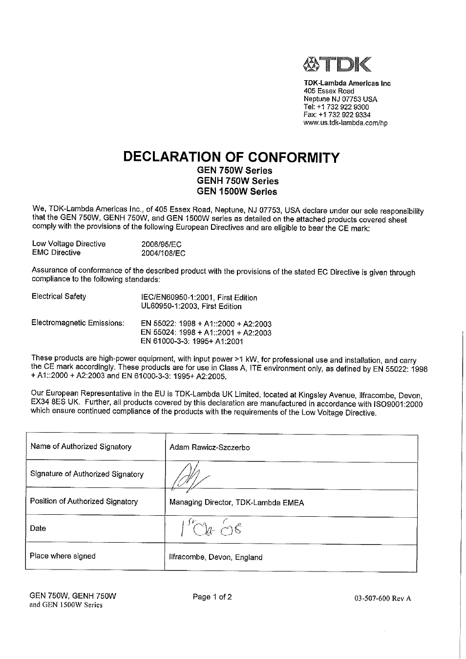TDK GENESYS 1500W User Manual | Page 2 / 80
