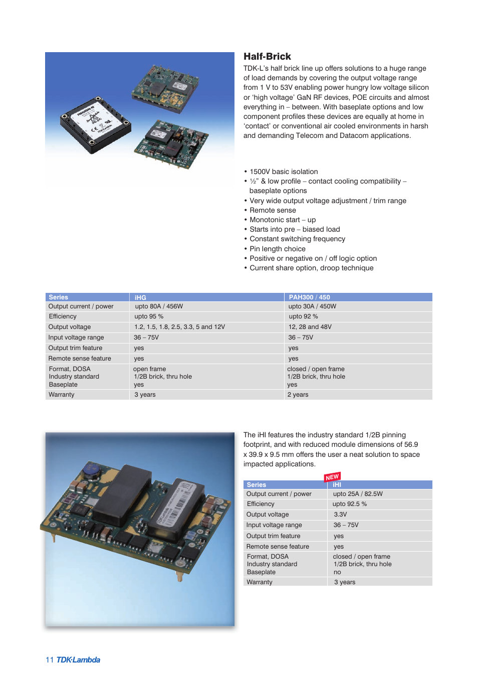 Half-brick | TDK Power Supply/DC to DC Converter/CCFL Inverter User Manual | Page 12 / 18