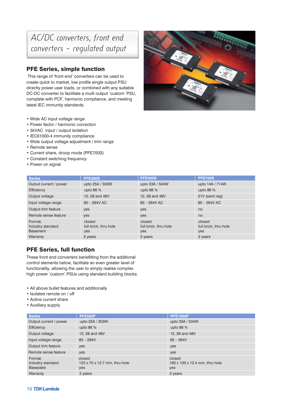 Pfe series, simple function, Pfe series, full function | TDK Power Supply/DC to DC Converter/CCFL Inverter User Manual | Page 16 / 18