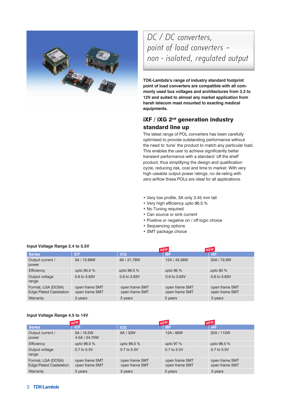 Ixf / ixg 2, Generation industry standard line up | TDK Power Supply/DC to DC Converter/CCFL Inverter User Manual | Page 4 / 18