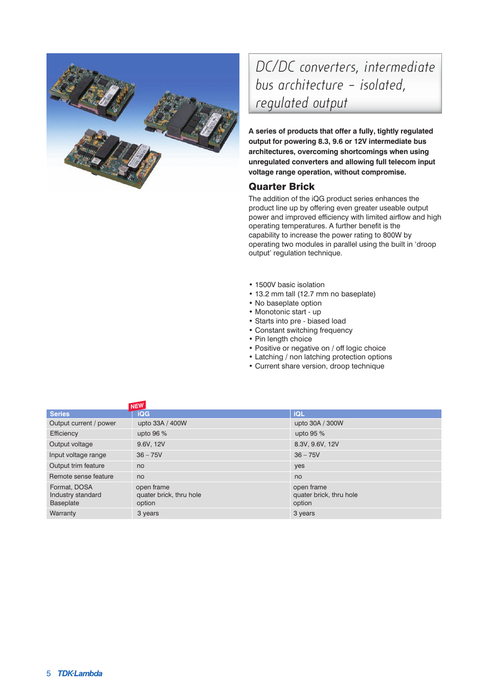 Quarter brick | TDK Power Supply/DC to DC Converter/CCFL Inverter User Manual | Page 6 / 18