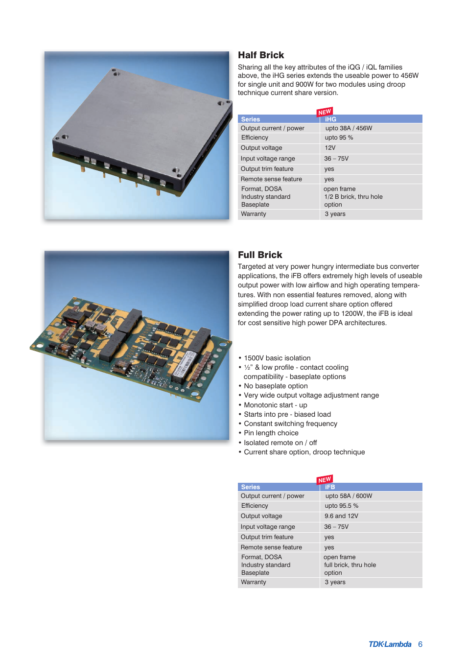 Full brick, Half brick | TDK Power Supply/DC to DC Converter/CCFL Inverter User Manual | Page 7 / 18