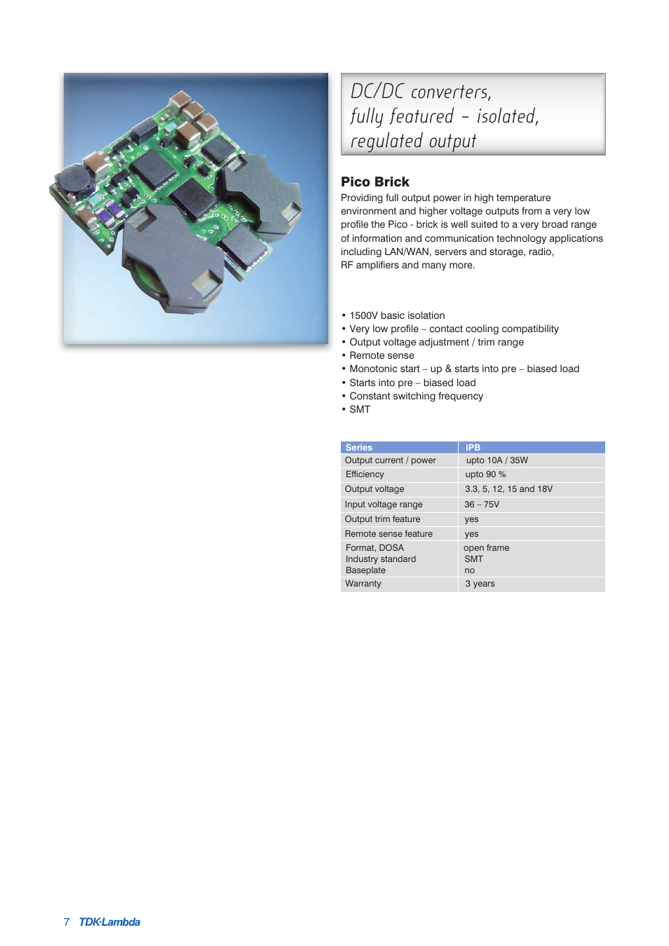 Pico brick | TDK Power Supply/DC to DC Converter/CCFL Inverter User Manual | Page 8 / 18