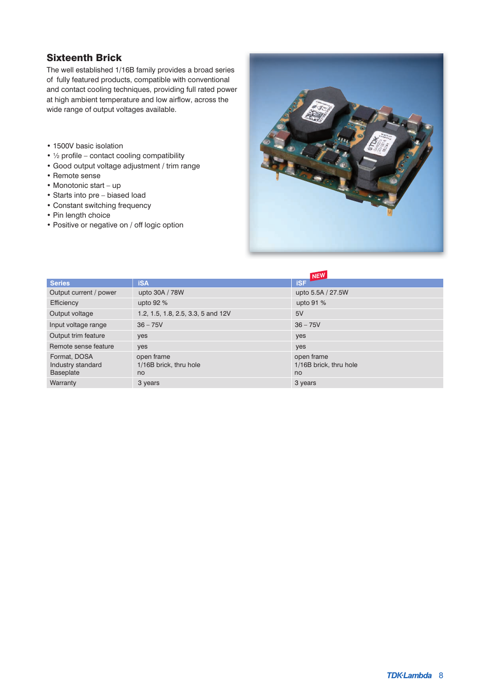 Sixteenth brick | TDK Power Supply/DC to DC Converter/CCFL Inverter User Manual | Page 9 / 18