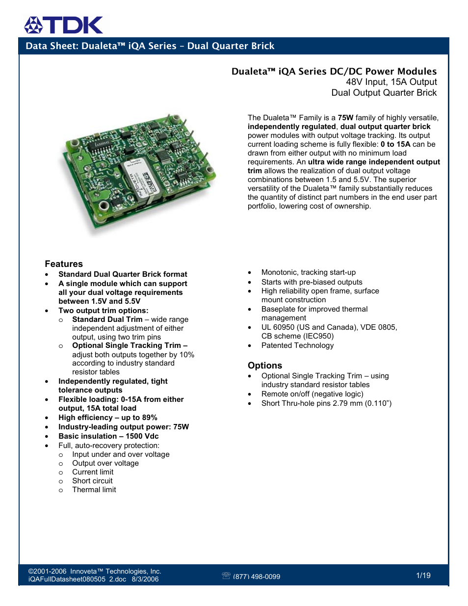 TDK Dualeta iQA Series User Manual | 19 pages
