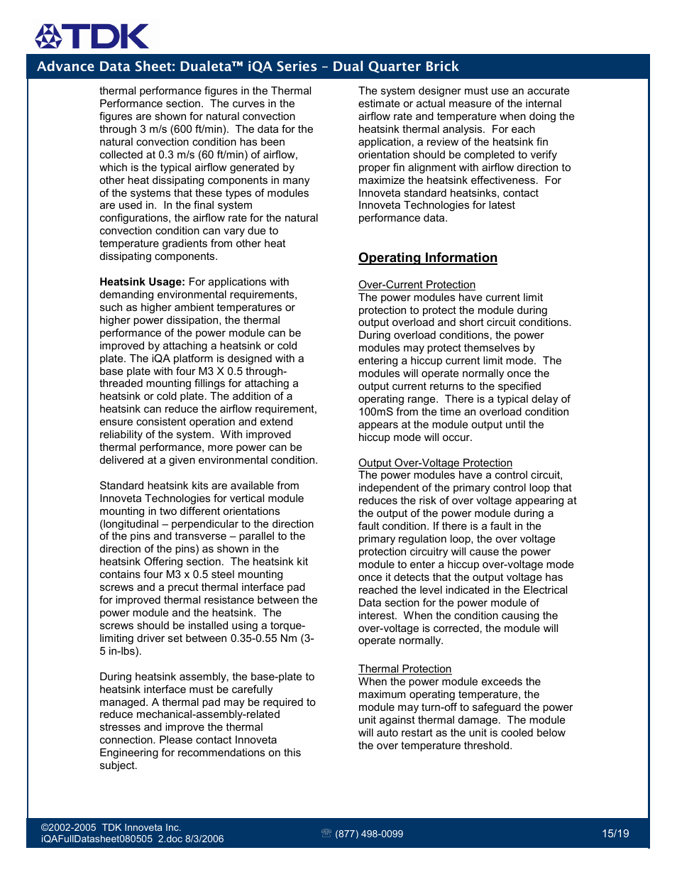 TDK Dualeta iQA Series User Manual | Page 15 / 19