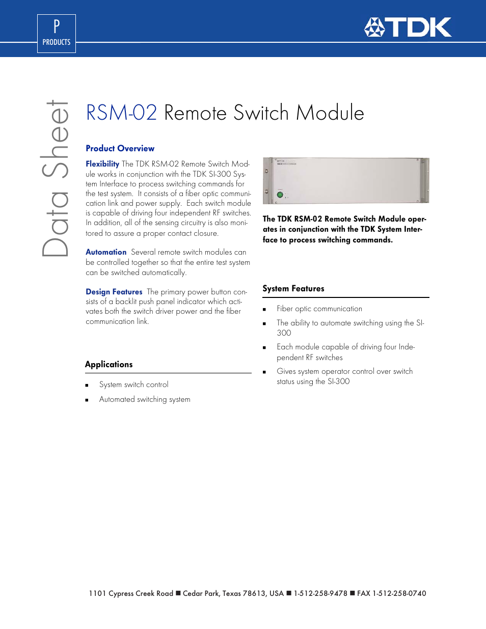 TDK RSM-02 User Manual | 2 pages