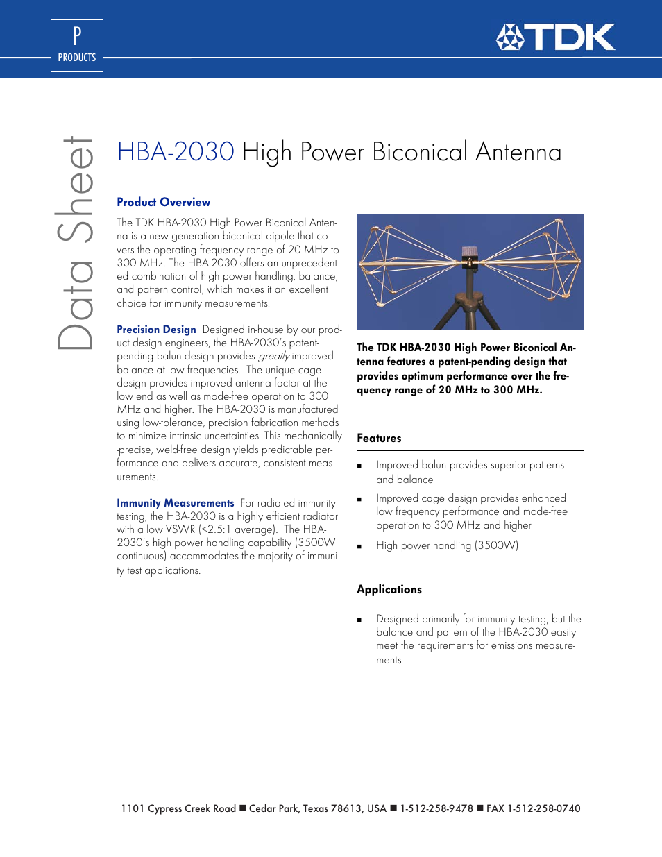 TDK HBA-2030 User Manual | 2 pages