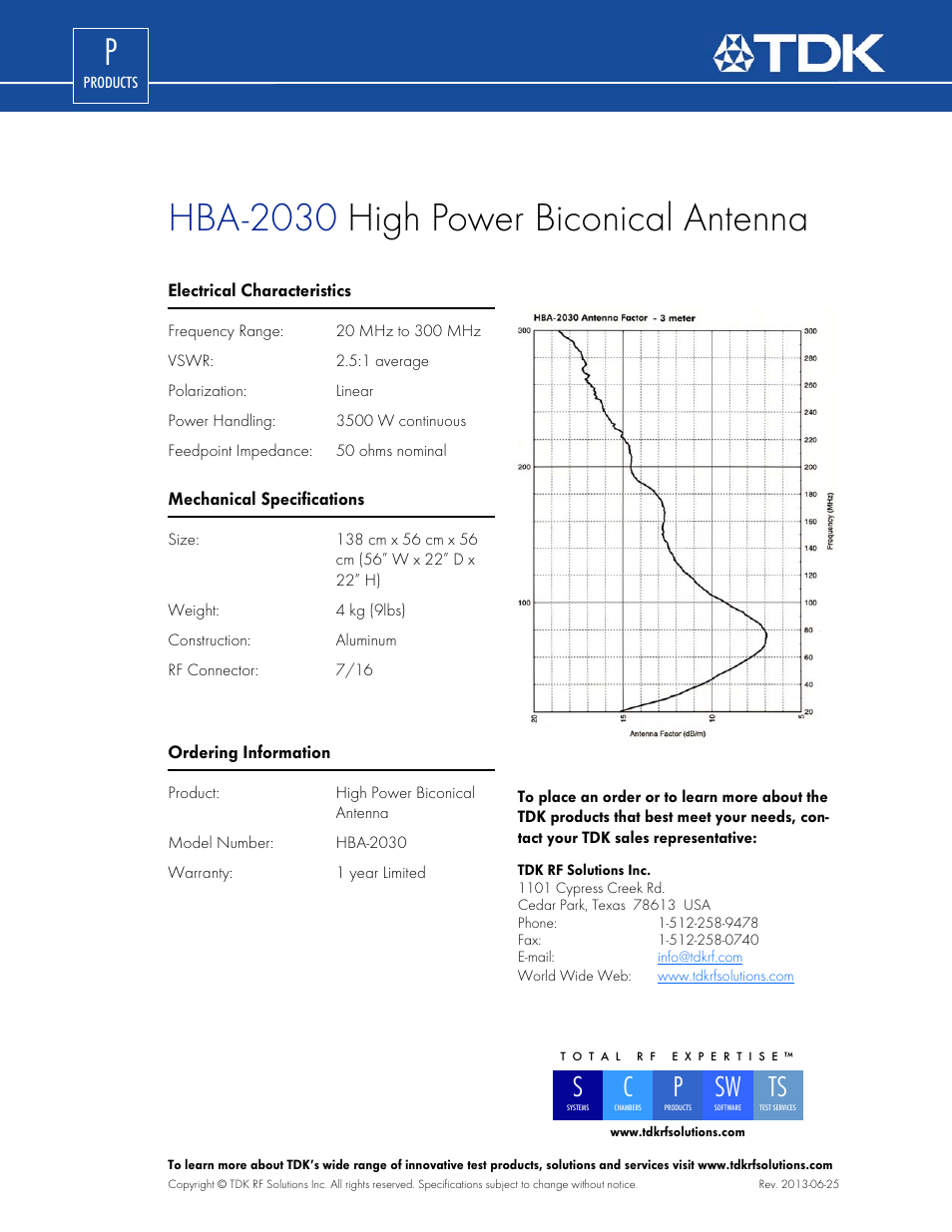 Hba-2030 high power biconical antenna | TDK HBA-2030 User Manual | Page 2 / 2